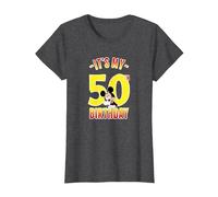 Disney Mickey It's My 50th Birthday Red & Yellow T-Shirt, Women, Dark Heather Grey, XX-Large
