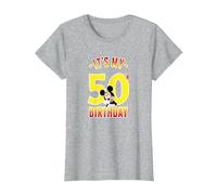 Disney Mickey It's My 50th Birthday Red & Yellow T-Shirt, Women, Heather Grey, 3X-Large