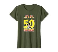 Disney Mickey It's My 50th Birthday Red & Yellow T-Shirt, Women, Olive Green, Small