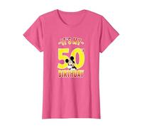 Disney Mickey It's My 50th Birthday Red & Yellow T-Shirt, Women, Pink Heather, Small