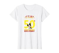 Disney Mickey It's My 50th Birthday Red & Yellow T-Shirt, Women, White, XX-Large