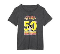 Disney Mickey It's My 50th Birthday Red & Yellow T-Shirt, Women's Plus, Dark Heather Grey, 2X