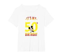 Disney Mickey It's My 50th Birthday Red & Yellow T-Shirt, Women's Plus, White, 2X