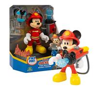 Disney Mickey MCC20 Fireman Figurine 15 cm Articulated with Backpack with Water Cannon and Water Ball, Toy for Children from 3 Years