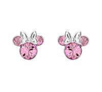 Disney Mickey & Minnie Brass Slv Plt Pink Crystal | Acotis - Base Metal
