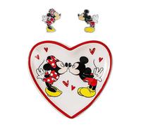Disney Mickey & Minnie Girls Earrings and Heart Trinket Tray Jewellery Dish Gift Set SF00675L.PH