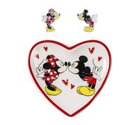 Disney Mickey & Minnie Girls Earrings and Heart Trinket Tray Jewellery Dish Gift Set SF00675L.PH