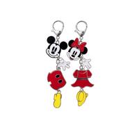 Disney Mickey Minnie Mouse Bag Charm Keychain Enamel 2 pc Set Hook Clasp