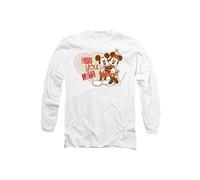 Disney Mickey & Minnie Mouse Vintage Valentine's Day Luv You Lots Long Sleeve T-Shirt, White | Size: Large Disney White L