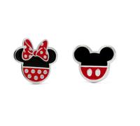 Peers Hardy Earrings Disney Mickey & Minnie EF00258SL – Silver Plated Enamel, Red/Black, One Size
