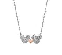 Disney Mickey & Minnie Two Tone Cubic Zirconia Sterling Silver Necklace Rose