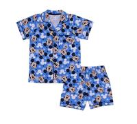 Disney Mickey Mouse, 100% Cotton Button Up Short Sleeved Pyjama Set, Blue, 12-18 Months: 86cm