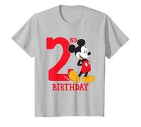 Disney Mickey Mouse 2nd Birthday T-Shirt, Youth, Silver Grey, Small