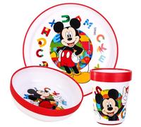 Disney Mickey Mouse 3pcs Reusable Bicolor Premium Kids Dinner Tableware Set Plate, Bowl & Tumbler, BPA Free