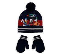 Disney Mickey Mouse 5580 Winter Hat and Gloves Set with Pom Pom