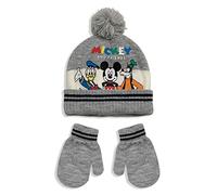 Disney Mickey Mouse 5580 Winter Hat and Gloves Set with Pom Pom, grey, 48