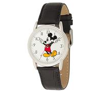Disney Mickey Mouse Adult Classic Cardiff Articulating Hands Analog Quartz Leather Strap Watch, Black