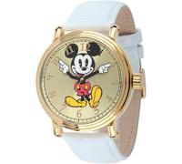 Disney Mickey Mouse Adult Vintage Articulating Hands Analog Quartz Watch, White Leather, Quartz Movement