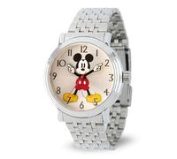 Disney Mickey Mouse Articulating Hands Watch for Men - Stylish Mickey Watch for Men, Watches, Classic Mouse Timepiece, White Dial, Silver Case, Stainless Steel Strap, Silver