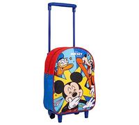 Disney Mickey Mouse Backpack with Wheels, Mickey Pluto and Donald Design School Bag, Kids Trolley Backpack, Travel Backpack, Gift for Kids, multicoloured, 22x10x29 cm, Classic