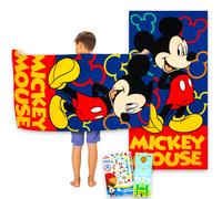 Disney Mickey Mouse Beach Towel Set - Bundle with 27" x 54" Microfiber Pool Towel Plus Tattoos, More | Mickey Beach Towel for Kids, Adults