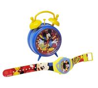 Disney Mickey Mouse Bedside Alarm Clock Set with Digital Wrist Watch with Adjustable Strap