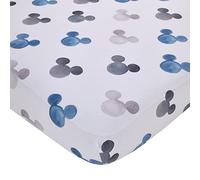 Disney Mickey Mouse - Black, White and Blue Watercolor Mickey Ears Nursery Polyester Fitted Crib Sheet
