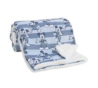 Disney Mickey Mouse Blue and White Striped Super Soft Velboa with Sherpa Back Baby Blanket