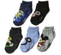 Disney Mickey Mouse Boys 5 Pack Shorty Socks, Assorted Neutral, 5-6.5