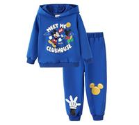 Disney Mickey Mouse Boys' Sweat Outfit Set Toddler Hoodie Pullover & Leggings 2-Piece Tracksuit Child Autumn Hooded Sweatshirt and Stretch Trousers Jogger Kid Fashion Streetwear Cloth Dark Blue