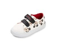 Disney Mickey Mouse Boys White Trainers | All Over Character Print | Hook and Loop Closure | Everyday Wear Footwear for Young Boys | Kids Cartoon Shoes Merchandise - 12 UK Child