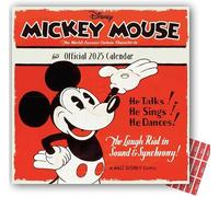 Disney Mickey Mouse Calendar 2025 Official Square Wall Calendar Gift Present with Free Organising Stickers