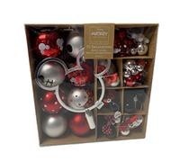 Disney Mickey Mouse Christmas Decoration Pack Of 25 Baubles Red/Multicoloured Hanging Decorations Primark (Red Pack Of 25)