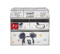 Mickey Mouse Classic Wooden Toy Organiser with 6 Storage Bins, white