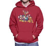 Disney Mickey Mouse & Co Christmas Lights Men's Hooded Sweatshirt Cherry Red