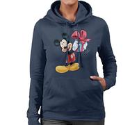 Disney Mickey Mouse Colour Silhouette Women's Hooded Sweatshirt Navy Blue