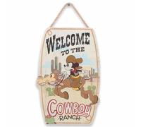Disney Mickey Mouse Cowboy Ranch Hanging Wood Wall Decor - Fun Cowboy Mickey Sign for Home Decorating