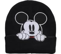 Disney Mickey Mouse Cuffed Beanie Hat, Knitted Stocking Cap, Black