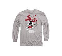 Disney Mickey Mouse Cupid Love You Valentine's Day Long Sleeve T-Shirt, Athletic Heather In Light Grey Light Grey