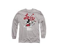 Disney Mickey Mouse Cupid Love You Valentine's Day Long Sleeve T-Shirt, Athletic Heather in Light Grey | Size: Medium Disney Light Grey M