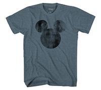 Disney Mickey Mouse Distressed Head Vintage Silhouette Men's Adult Graphic Tee T-Shirt, Heather Indigo, XXL