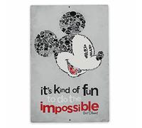 Disney Mickey Mouse Do the Impossible Embossed Metal Sign - Vintage Mickey Mouse Wall Art With Inspiring Walt Disney Quote