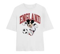 Disney Mickey Mouse England Football Ladies Oversized T Shirt, White, Large