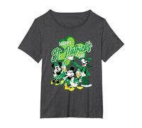 Disney Mickey Mouse & Friends Happy St. Patrick's Day T-Shirt, Women's Plus, Dark Heather Grey, 2X