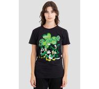 Disney Mickey Mouse Friends St Patrick's Day Minnie Goofy Donald T-Shirt, Black Black