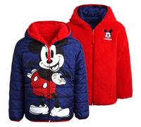Disney - Mickey Mouse Full Zip Sherpa Lined Jacket - Reversible Warm Sherpa Jacket for Boys (3T-6), Red/Royal, 4 Years