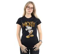 Disney Mickey Mouse Gold Statue Cotton T-Shirt In Black Black M