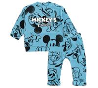 Disney Mickey Mouse Goofy Donald Duck Newborn Baby Boys Waffle Knit Drop Shoulder Sweatshirt & Jogger Pants Blue 0-3 Months