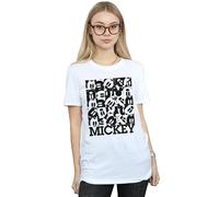 Mickey Mouse Grid Cotton Boyfriend T-Shirt Disney White XXL
