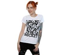 Mickey Mouse Grid Cotton T-Shirt Disney White XXL